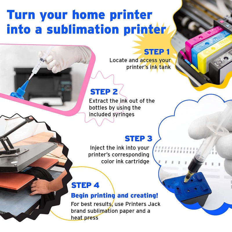 Printers Jack 400ML Sublimation Ink for Epson C88 C88+ WF7710 ET2720 ET4700 ET15000 ET2760 ET2750 WF7820 Inkjet Printers Heat Press Transfer on Mugs, Plates, Polyester Shirts, Phone Cases etc - Image 5